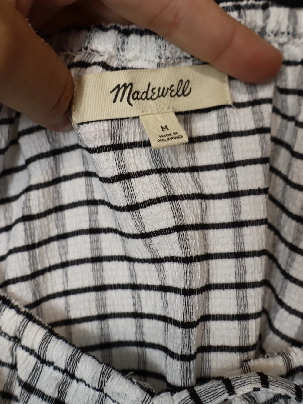 Madewell #NJ808 Omaha Black & White Gingham Puff Sleeve Bouse Medium
